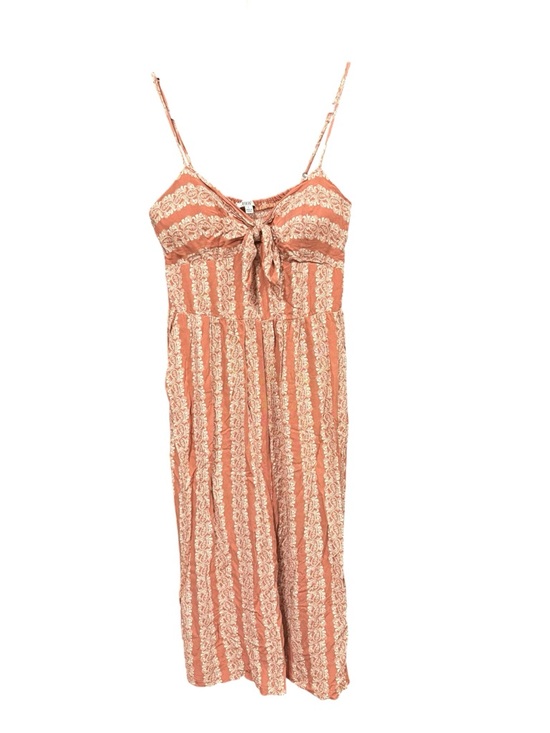 Pants - AUW Boho Jumpsuit Rust Paisley Tie Front Wide Leg Large Z8